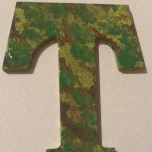Handpainted Camouflage Wooden "T"